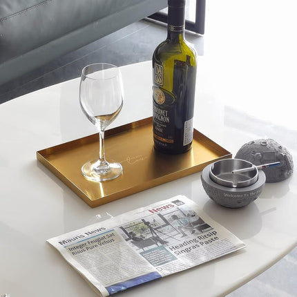 FREELOVE Stianless Steel Serving Vanity Tray - Gold Tray - Geometric (Gold 12, Rectangle 8'' by 12'')