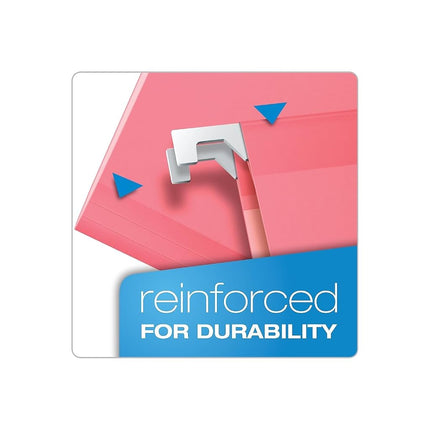 Pendaflex 04153 1/5 PIN Reinforced Hanging Folders, Legal Size, Pink, 1/5 Cut, 25/BX (4153 1/5 PIN)