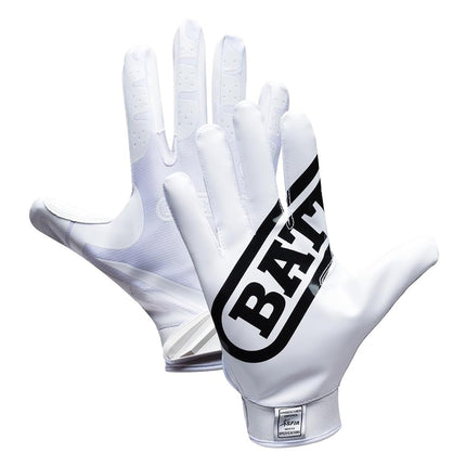 Battle Sports Double Threat Wide Receiver Football Gloves - Adult and Youth Football Gloves - Ultra Stick Gloves - Youth Medium, White