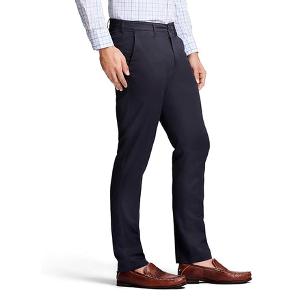 Pantalon Chino Coupe Droite à Devant Plat Extensible Performance pour Homme IZOD, Marine, 38W x 30L