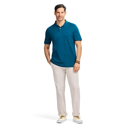 Izod Men's Short Sleeve Interlock Polo Shirt, Legion Blue Solid, Small
