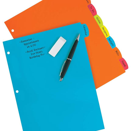 Avery Big Tab Write & Erase Durable Plastic Dividers for 3 Ring Binders, 8-Tab Set, Bright Multicolor, 1 Set (16130)