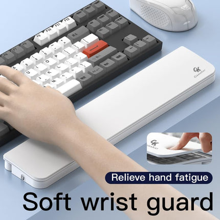 GK GAMAKAY 14.17'' Keyboard Wrist Rest Pad with Cleaning Tool Kit, ABS & Leather Hand Wrist Rest for 85% Mechanical Keyboard, Non-Slip Palm Pad for Comfortable Typing and Playing (White-85%)