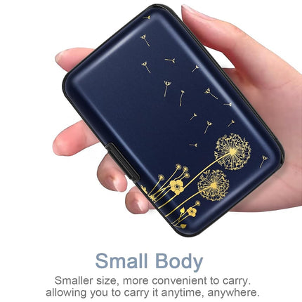 Mini Credit Card Holder for Women or Men,RFID Blocking Slim Hard Card Case ID Case Travel Wallet, Dandelion, S