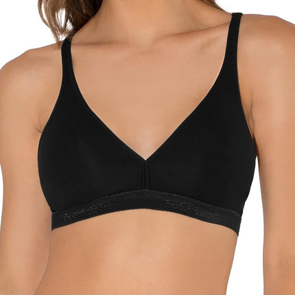 Fruit of the Loom Women's Wirefree Cotton Bralette Bra, Opaque, Black Hue/Sand, 34C (Pack of 2)