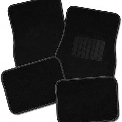 Alfombrillas ZONETECH para coche de alfombra para todo tipo de clima - Juego de 4 alfombrillas de alfombra negras para coche más almohadilla de vinilo para el talón