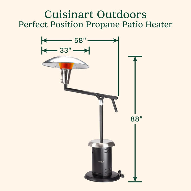 Cuisinart COH-400 Chauffage de patio au propane avec position parfaite, bouclier thermique extra large de 33 po