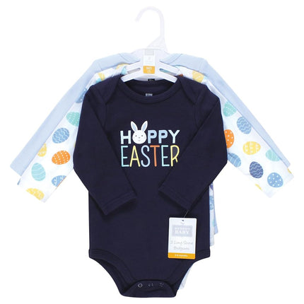 Hudson Baby Unisex Baby Cotton Long-Sleeve Bodysuits, Hoppy Easter, 0-3 Months