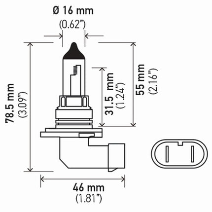 HELLA 9006 Bombilla halógena de faro de alta potencia de 80 W, 12 V, P22d, paquete de 2