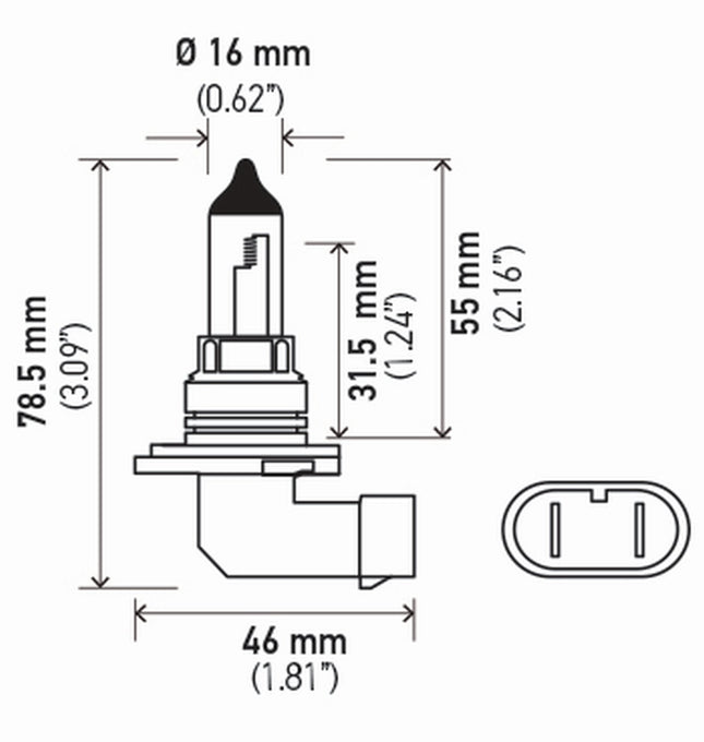 HELLA 9006 Bombilla halógena de faro de alta potencia de 80 W, 12 V, P22d, paquete de 2