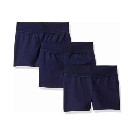 Hanes Little Girls' Jersey Short (Pack of 3), Navy, Small