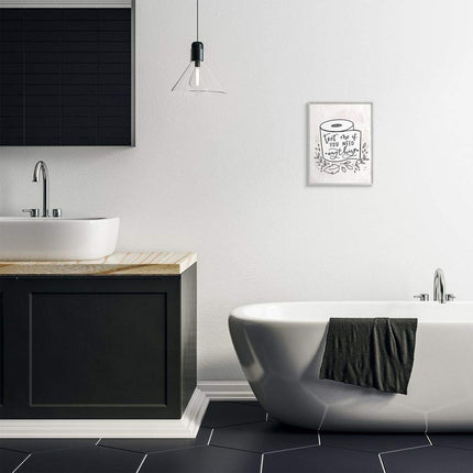 Stupell Industries Art mural humoristique pour salle de bain avec inscription « Text Me if You Need Toilet Paper », 27,9 x 35,6 cm, blanc cassé