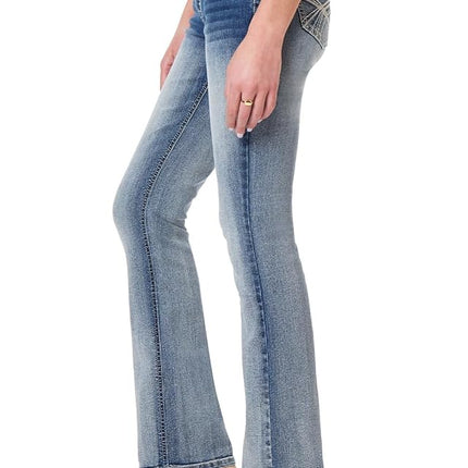 WallFlower Women's Luscious Curvy Bootcut Mid-Rise Insta Stretch Juniors Jeans (Standard and Plus), Camille, 16 Short