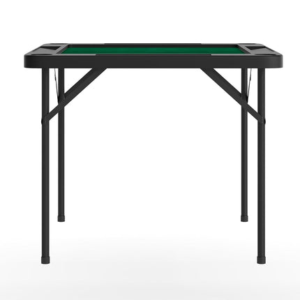 Flash Furniture Silas 34.5" Square Folding Card Table with Green Felt Playing Surface and Cup Holders, Portable Folding Game Table for 4 Players, Black/Green