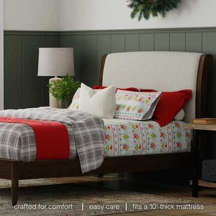 Grinch by Dr. Seuss Holiday & Christmas Bedding Super Soft 100% Cotton Flannel Sheet Set, Twin, (Official Dr. Seuss Product) by Franco