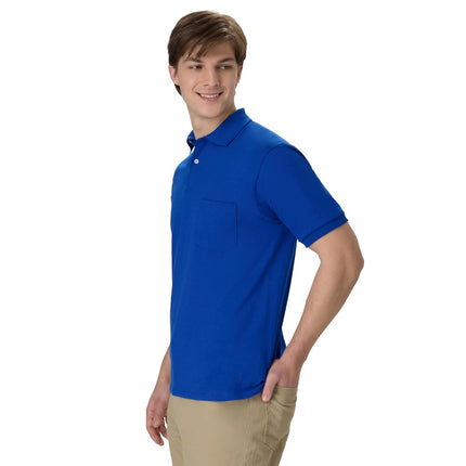 Hanes Men's Short Sleeve Jersey Pocket Polo (Pack of 2), Deep Royal, Medium