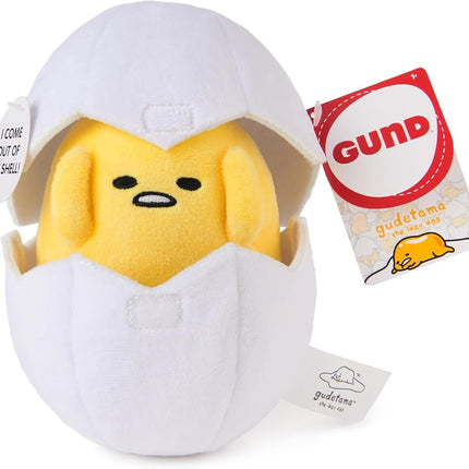 GUND Sanrio Gudetama The Lazy Egg Stuffed Animal, Gudetama in Eggshell Plush Toy for Ages 1 and Up, 5�