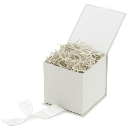 Hallmark Small Gift Box with Bow and Shredded Paper Fill (Cream White 4 inch Gift Box) for Weddings, Bridal Showers, Graduations, Birthdays, Bridesmaids Gifts, All Occasion