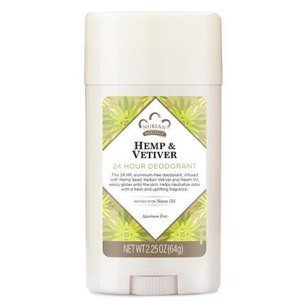 Nubian Heritage Indian Hemp & Haitian Vetiver 24 Hour Deodorant, 64 grams