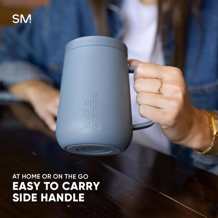 Simple Modern Travel Coffee Mug with Lid and Handle | Reusable Insulated Stainless Steel Coffee Tumbler Tea Cup | Gifts for Women Men Him Her | Voyager Collection | 12oz | Blue Dune