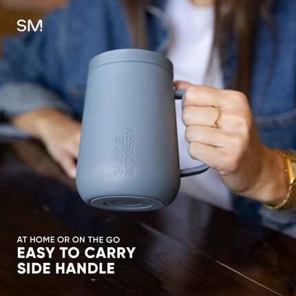 Simple Modern Travel Coffee Mug with Lid and Handle | Reusable Insulated Stainless Steel Coffee Tumbler Tea Cup | Gifts for Women Men Him Her | Voyager Collection | 12oz | Blue Dune