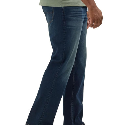 Lee Men's Big & Tall Extreme Motion Relaxed Straight Jean, Dark Convoy, 46W x 32L