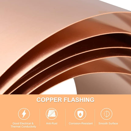uxcell Copper Sheet Roll 3500mm x 200mm x 0.06mm, 99.9% Pure Copper Strip 8" x 11.5ft 23 Gauge Copper Flashing Metal Foil Plate for Electricity DIY Projects (Multiple Sizes)