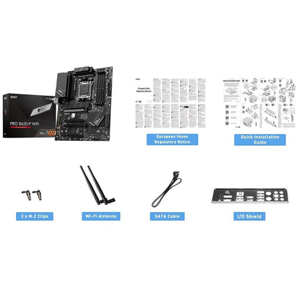 MSI PRO B650-P WiFi Motherboard, Micro-ATX - Supports AMD Ryzen 7000 Series Processors, AM5-12 Duet Rail 80A VRM, DDR5 Memory Boost 6400+MHz/OC, 2 x PCIe 4.0 x16, 2 x M.2 Gen4, Wi-Fi 6E