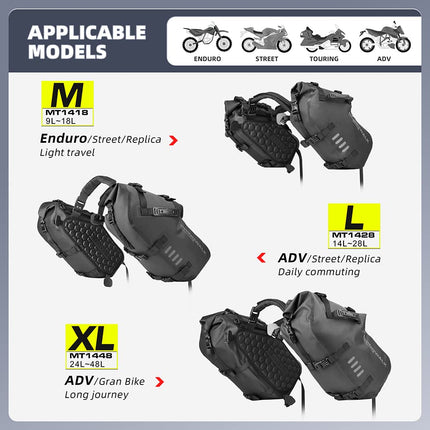 Rhinowalk Motorcycle Saddle Bags Waterproof Anti-Vibration Motor Side Bags Shoulder Bag Motorbike Panniers 48L(24L*2) for Most Adventure and Sport Bike Motorcycle Racks, 1 Pair