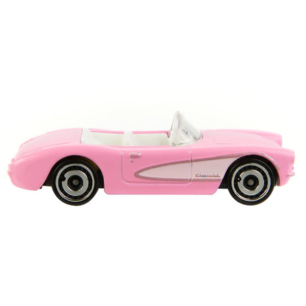 Hot Wheels Barbie Corvette rosa fundido a presión a escala 1:64, coche de juguete modelado a partir del Corvette de la película Barbie con embalaje temático de la película, HPR54