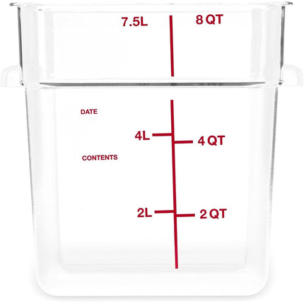 Carlisle FoodService Products Récipient alimentaire carré avec design empilable pour traiteur, buffets, restaurants, en polycarbonate (PC), 7,5 litres, transparent, (lot de 6)