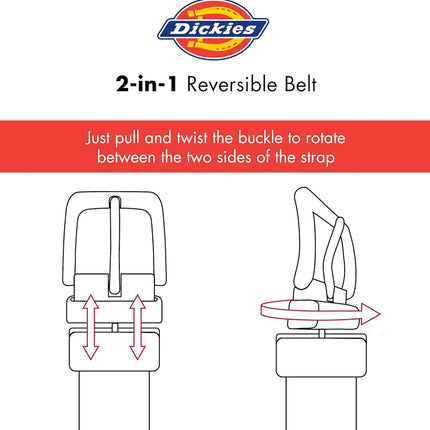 Dickies Men's Two-in-One Reversible Casual Belt, Black/Brown, X-Large (42-44)