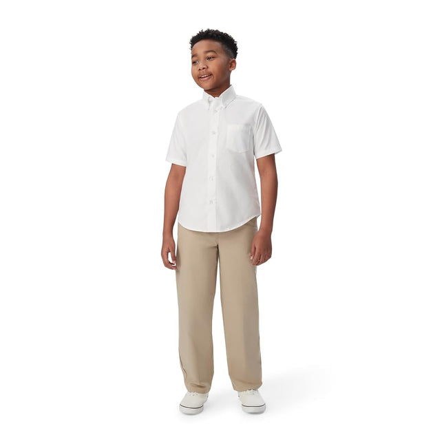 French Toast Boys' Little Short Sleeve Oxford Dress Shirt (Standard & Husky), Yellow, 7