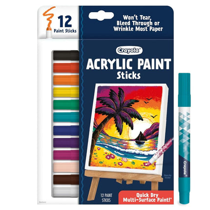 Crayola Acrylic Paint Doodle Sticks (12ct), Multi-Surface, Quick Dry, Less Mess Kids Paints, Ages 8+