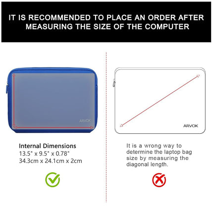 Arvok 13 13.3 14 Inch Water-resistant Neoprene Laptop Sleeve Case Bag/Notebook Computer Case/ Briefcase Carrying Bag/ Skin Cover For Acer/ Asus/ Dell/ Fujitsu/ Lenovo/ HP/ Samsung/ Sony/ Toshiba(13.3 inch, Dark blue)