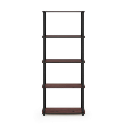 Furinno TURN-N-TUBE 5-Tier Tool-Free Corner Shelf, Dark Cherry