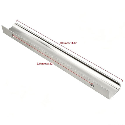 LC LICTOP Edge Pull Handles, 300mm/11.8" Edge Finger Tab Handle for Caibnets Drawer Closet Door Wardrobe Cupboard, 224mm/8.8" Hole Spacing, 6 Pcs Nickel Edge Pulls