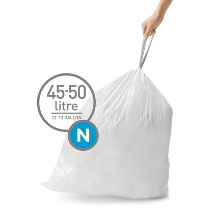 Simplehuman Code N 45-50L Custom Fit Bin Liners, White, CW0174