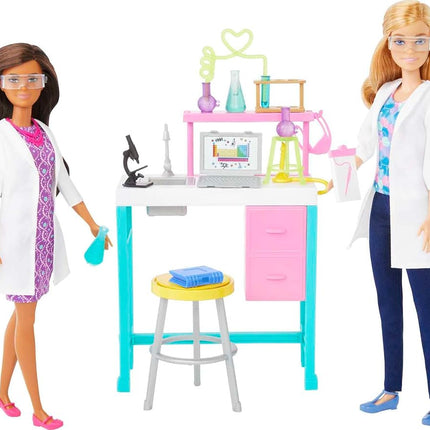 Barbie Careers Playset, Science Lab with 2 Scientist Fashion Dolls, Bench & 10+ Accessories (Amazon Exclusive), HJY95