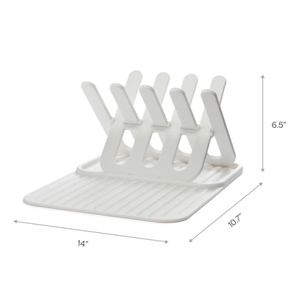 Munchkin Silicone Bottle Drying Rack and Mat, Holds 8 Bottles, Pump Parts, Pacifiers, & Accessories, Space Saving Folding Design, Home and Travel Use, Silicone, White