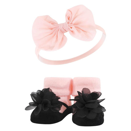 Hudson Baby Girl's Headband and Socks Giftset, Blush Taupe, One Size