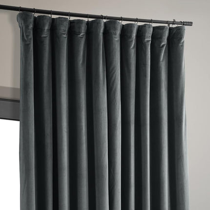 HPD Half Price Drapes Extra Wide Signature Velvet 120 Inch Long(1 Panel) 4-Pass Hotel Lined Window Thermal Blackout Curtains for Bedroom 100W x 120L, Natural Grey, 100" W x 120" L (Pack of 1)