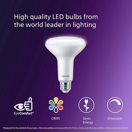 PHILIPS LED 65W BR30 4-Pack Ultra Definition Daylight (5000K) 650 Lumen (7.5W = 65W) Dimmable Frosted Flicker-Free Light Bulbs