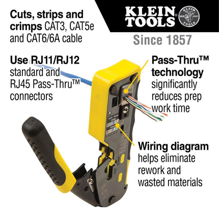 Klein Tools 80024 Racheting Data Cable and CAT6 Plug 50-Pack Tool Kit, Pass Thru Installation Tool Kit, 2-Piece