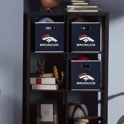 Franklin Sports NFL Denver Broncos Collapsible Storage Bin NFL Folding Cube Storage Container Fits Bin Organizers Fabric NFL Team Storage Cubes One Size