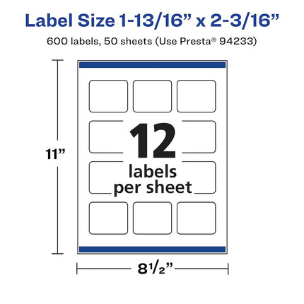 Étiquettes rectangulaires transparentes Avery brillantes avec Sure Feed, 46 x 56 mm, 600 étiquettes transparentes brillantes, impression bord à bord, pour imprimantes laser/jet d'encre