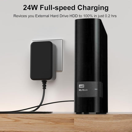 12V Charger AC Power Cord for WD Western Digital - Fit for My Book Essential External Hard Drive HDD, WD_Black D10, Avolusion PRO-5X External Hard Drive, Seagate Freeagent Goflex, Backup Plus SRD0SD0