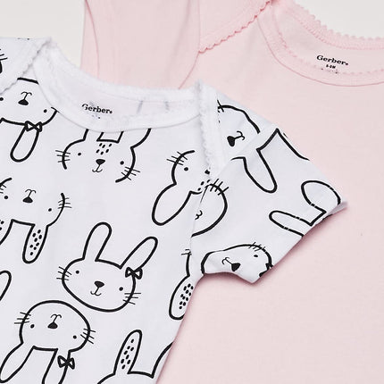 Conjunto de 8 camisetas de manga corta para bebé Gerber Baby Girls y camiseta para niños pequeños, conejo rosa, recién nacido de EE. UU.
