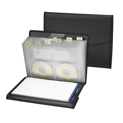 Padfolio with Expanding File, 10-7/8"x13-1/2, Black