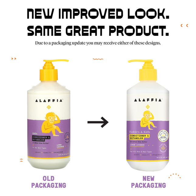 Alaffia - Acondicionador y Desenredante para Bebés y Niños Limón Lavanda - 16 fl. oz.